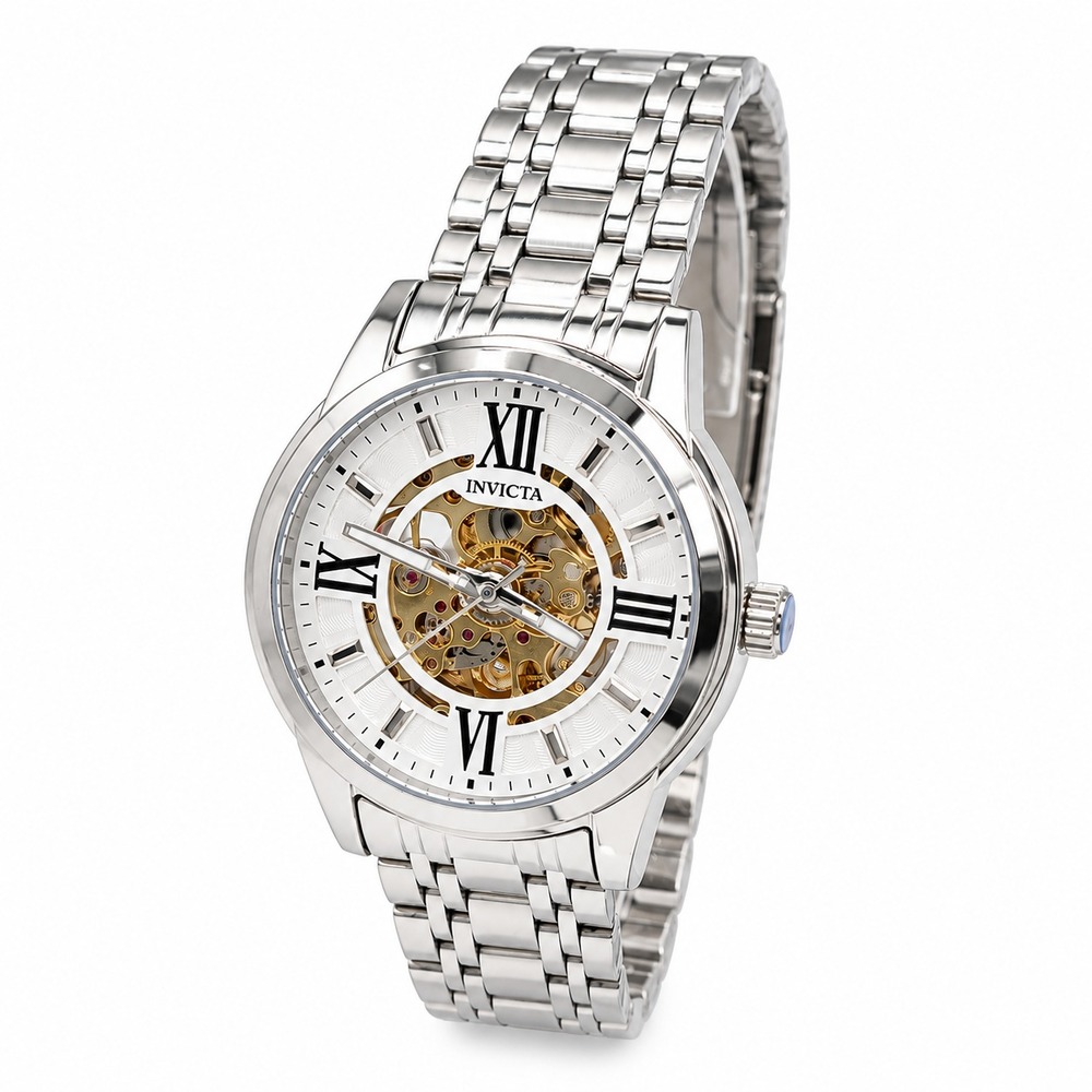 Invicta Objet D Art 69133 Men's Automatic Skeleton Silver Watch 41mm New